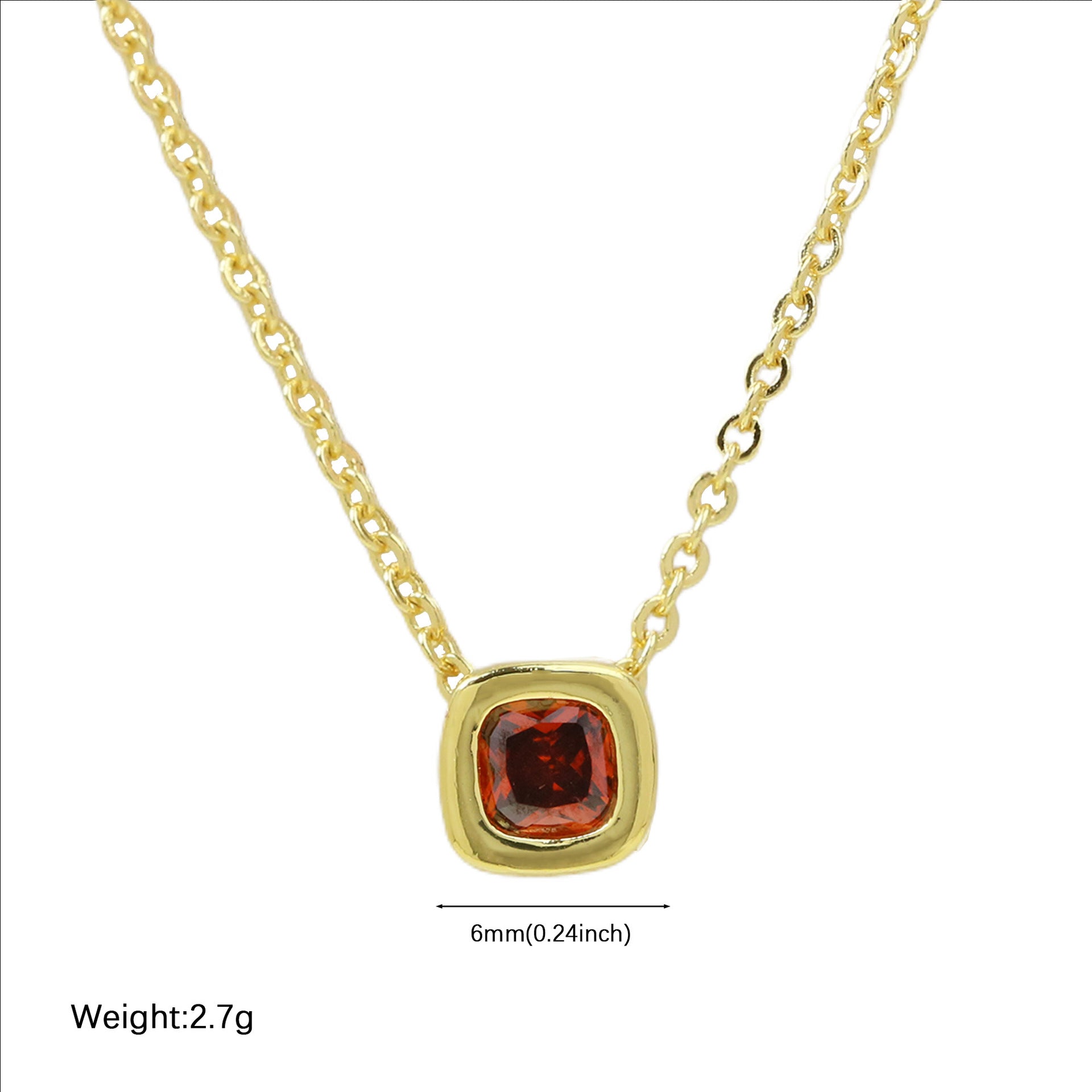 Wholesale Colorful geometric square zircon clavicle pendant necklace