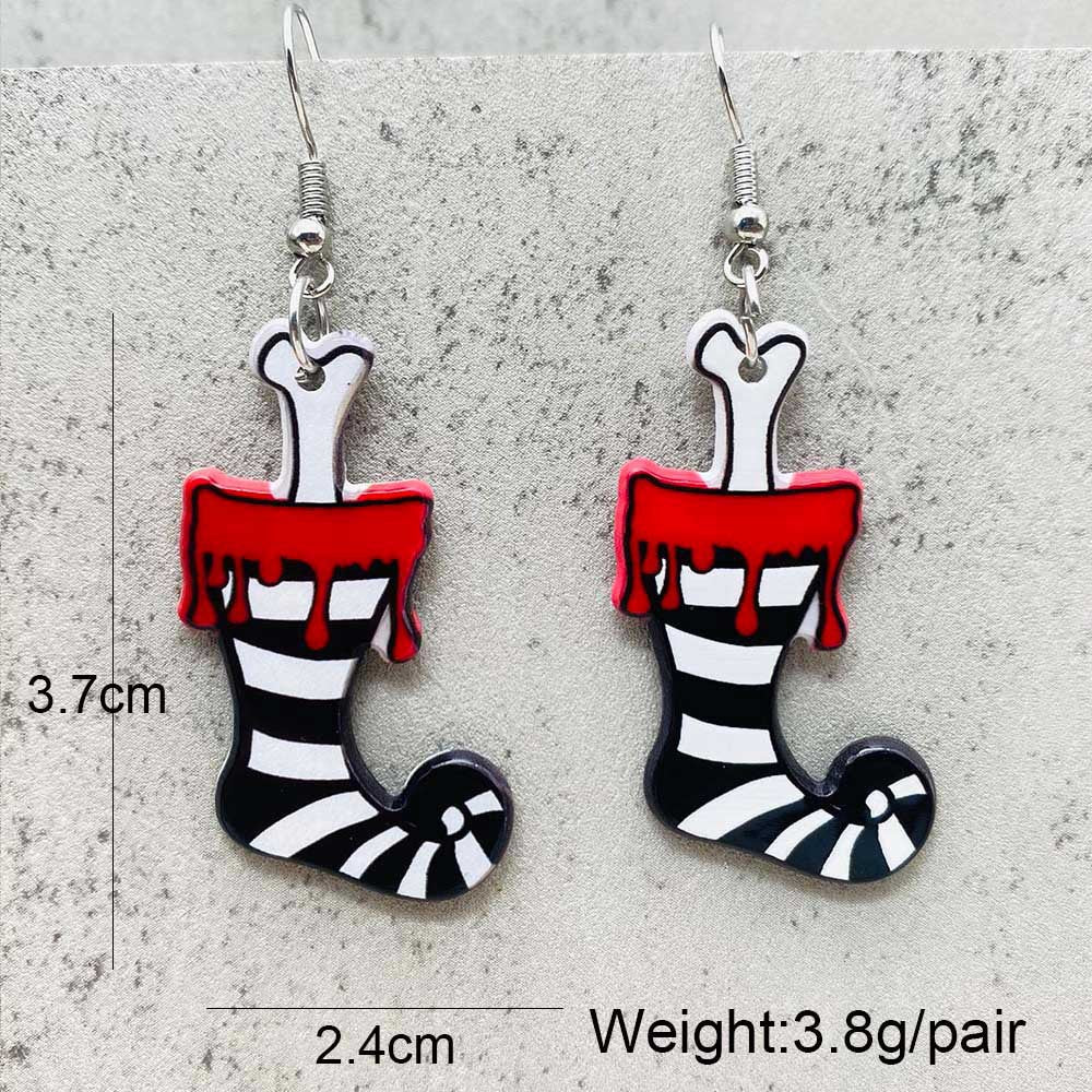 Wholesale Christmas Earrings Snowflake Elk Bell Christmas Dwarf Acrylic Double-Sided Printing Earrings