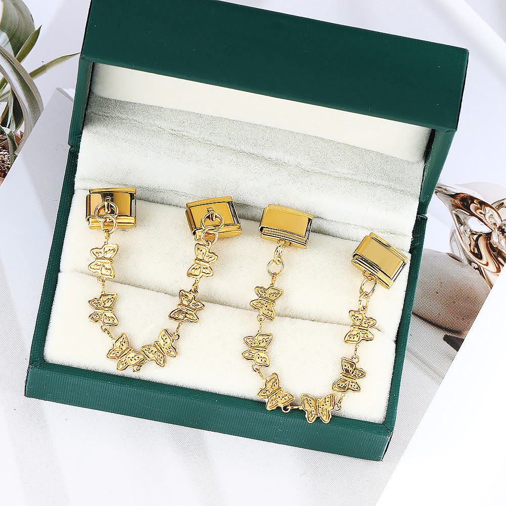 Wholesale Italian Charm Bracelet 9mm DIY Splicing Gold and Silver Double Pendant Stainless Steel Composable Bracelet