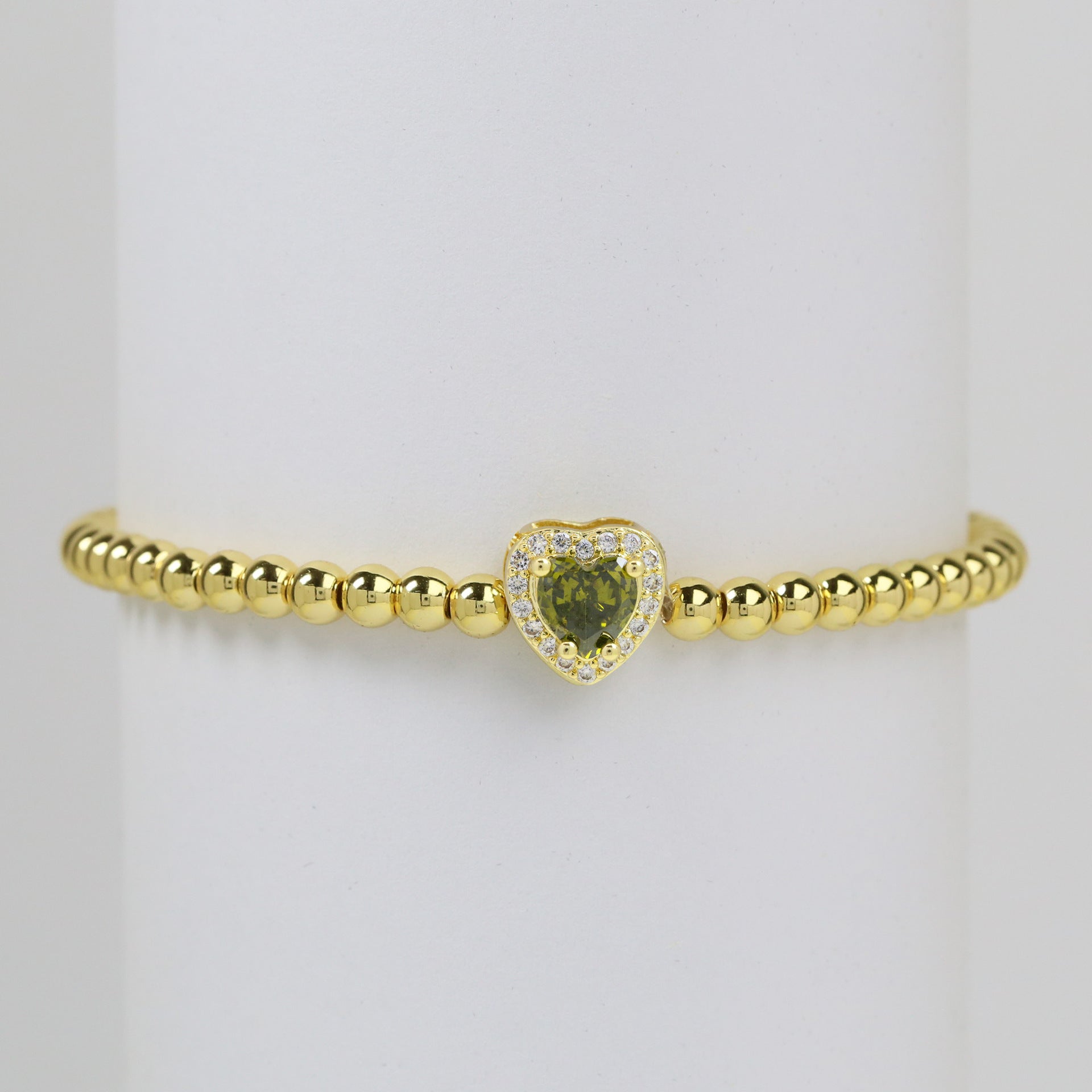 Wholesale  18k gold twelve birthstone December stone color love copper beads bracelet