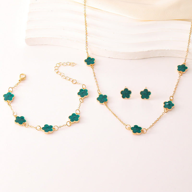 Wholesale Clover Necklace Bracelet Earrings 3-piece Sets ACC-NE-ChaoKai011