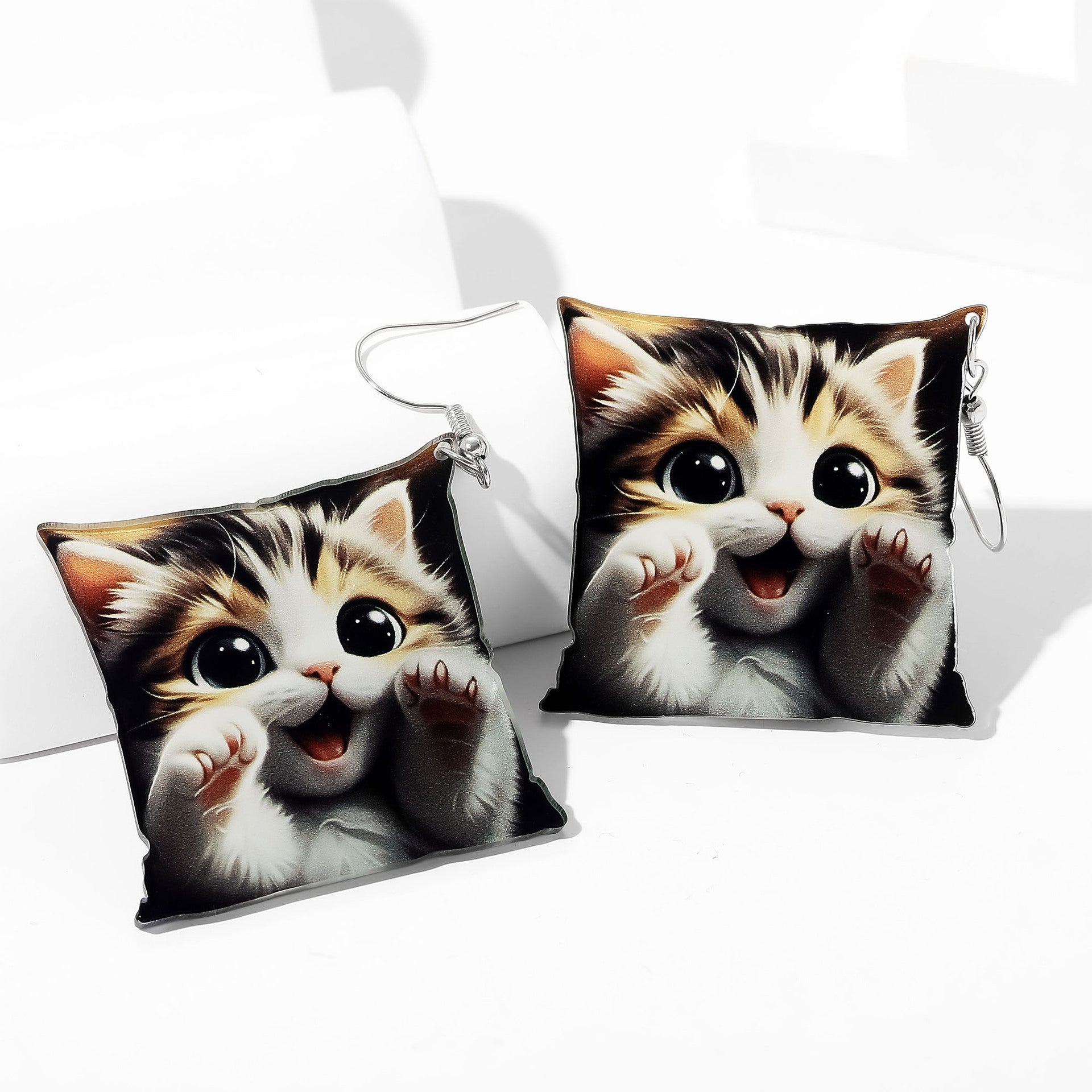 Wholesale  colorful exaggerated cartoon personality cute cat acrylic  long earrings