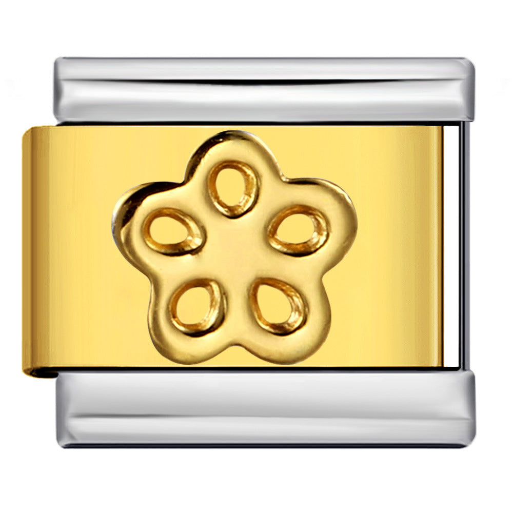 Wholesale  Italian Charm Bracelet 9mm DIY Gold and silver stamping Creative Stainless Steel Composable Bracelet