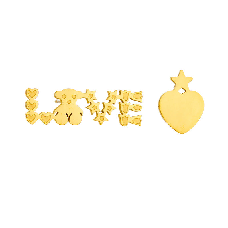 Wholesale  bear love letter necklace stainless steel jewelry