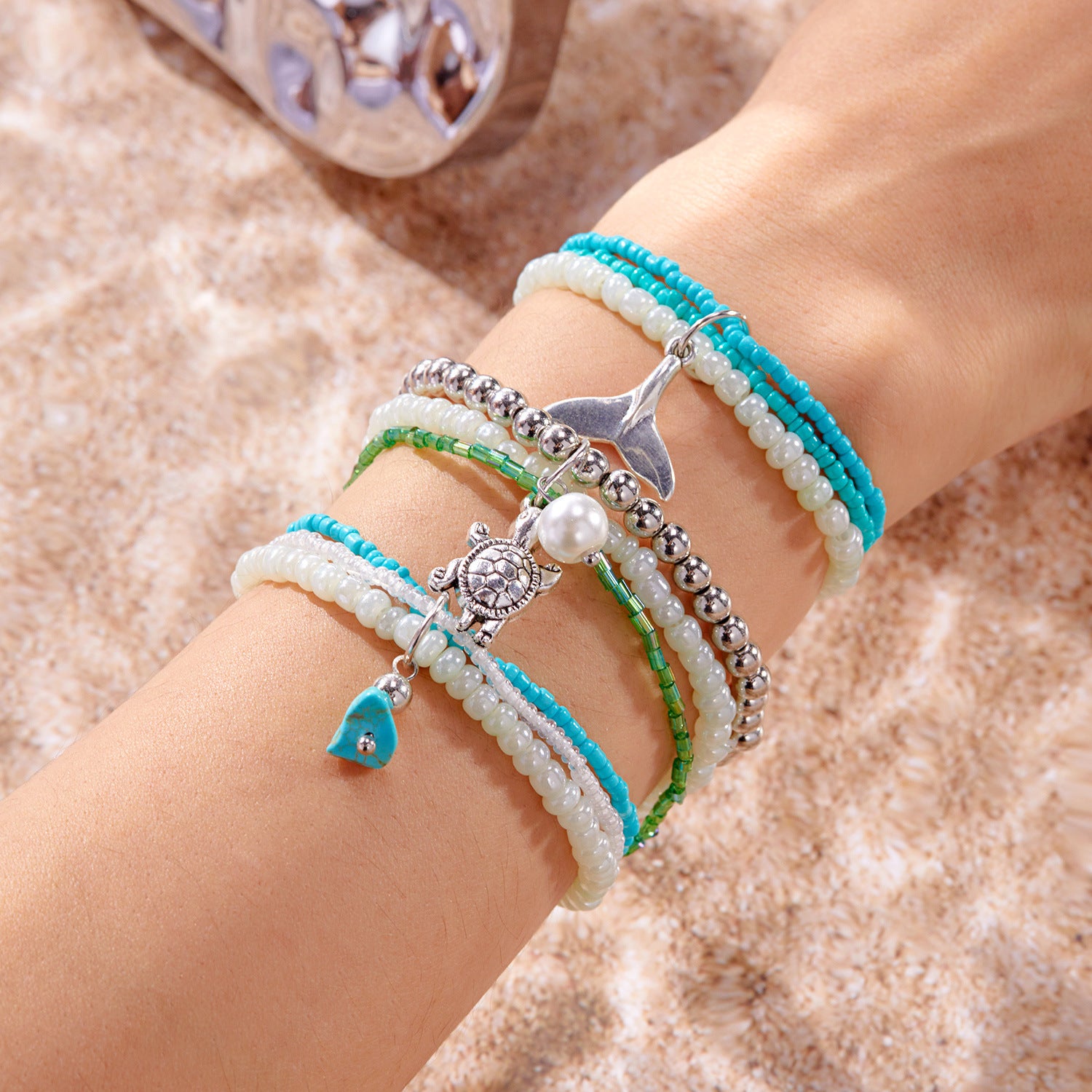 Wholesale  Bohemian Beach Vacation Summer Ceramic Fish Shell Rice Beads Bracelet