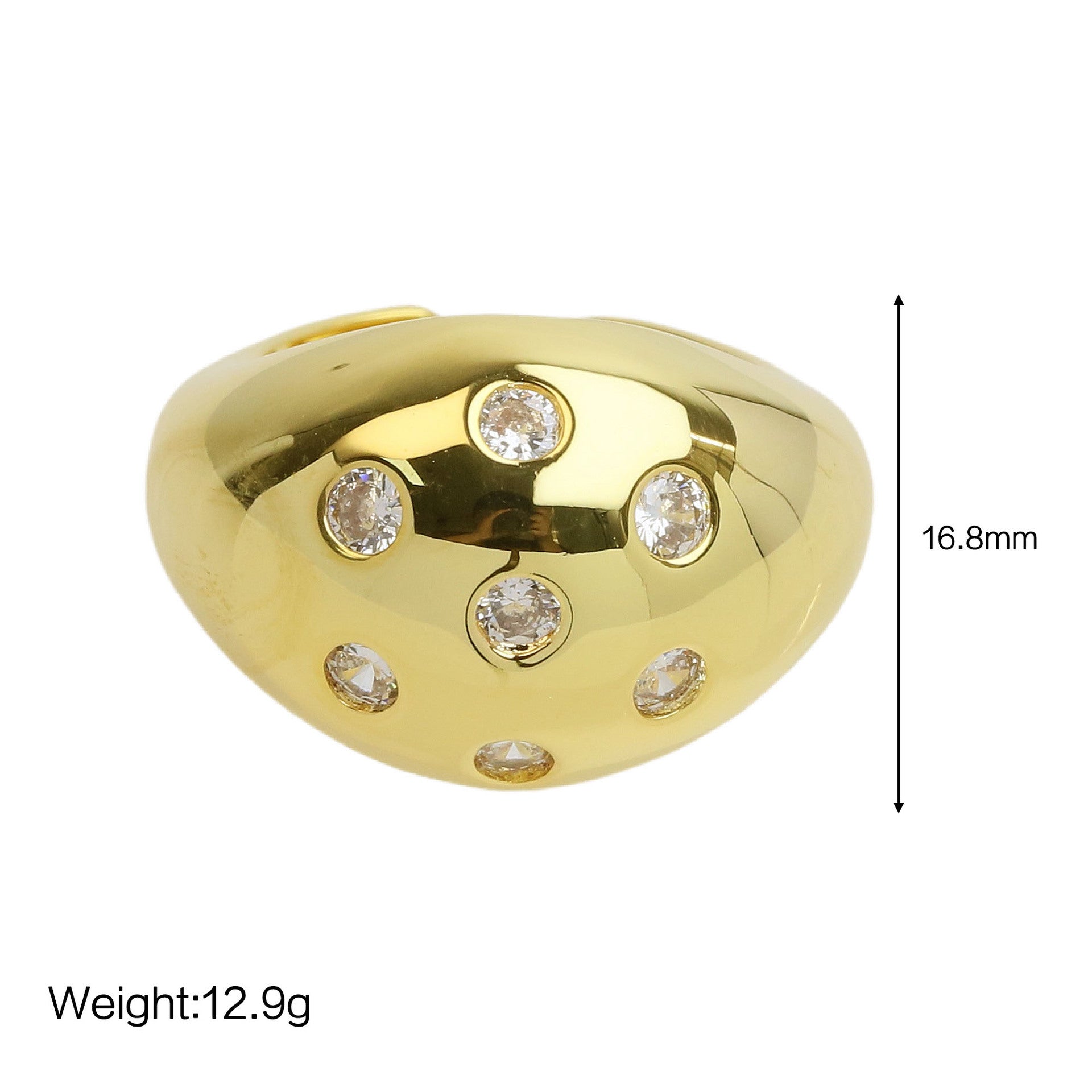 Wholesale  18k gold brass smooth heavy classic star zircon ring