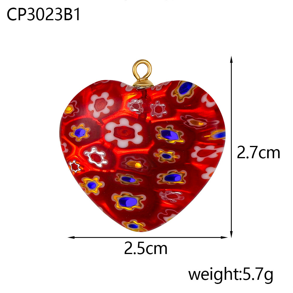 Wholesale Glazed Flower Ball Heart Diy Pendant