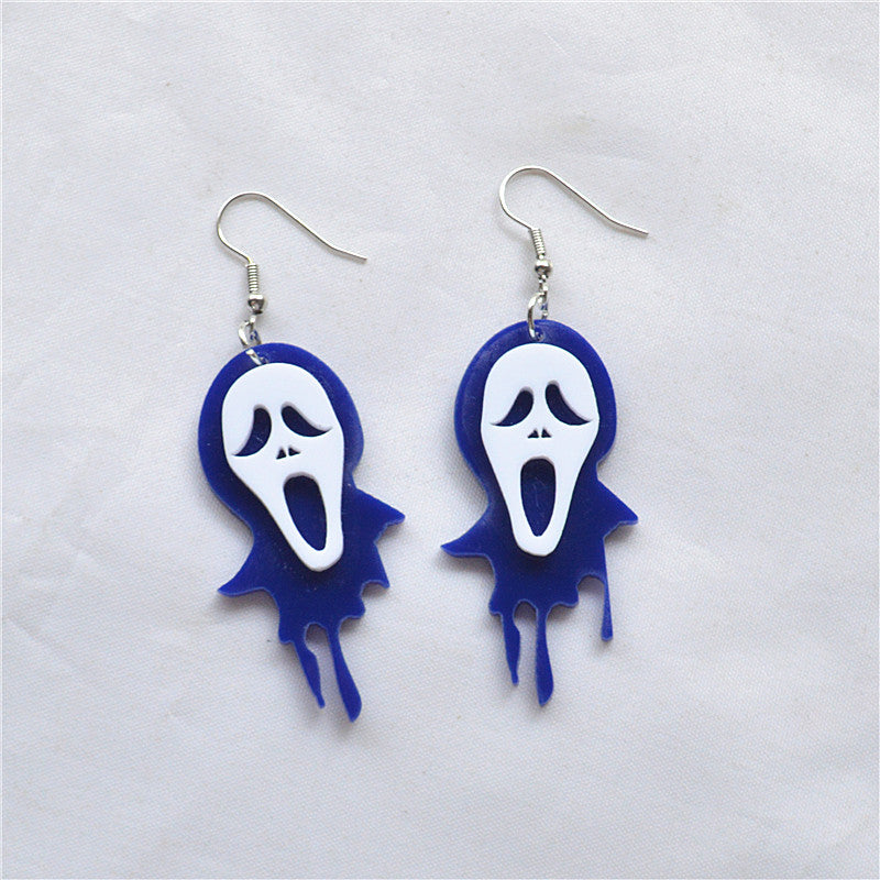 Wholesale Halloween Acrylic Cartoon Skull Ghost Earrings ACC-ES-XN032