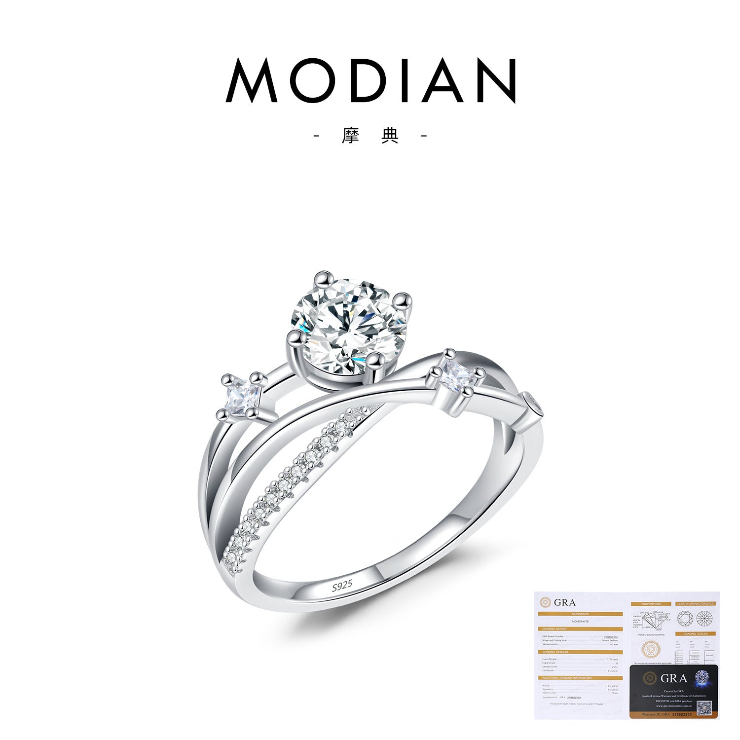 Wholesale silver light luxury cross line ring