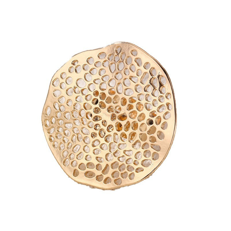 Wholesale Geometric flower pearl metal hollow ring