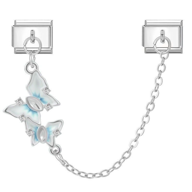 Wholesale 9mm Italian Charm Starter Bracelets DIY Double Hanger Stainless Steel Composable Bracelet