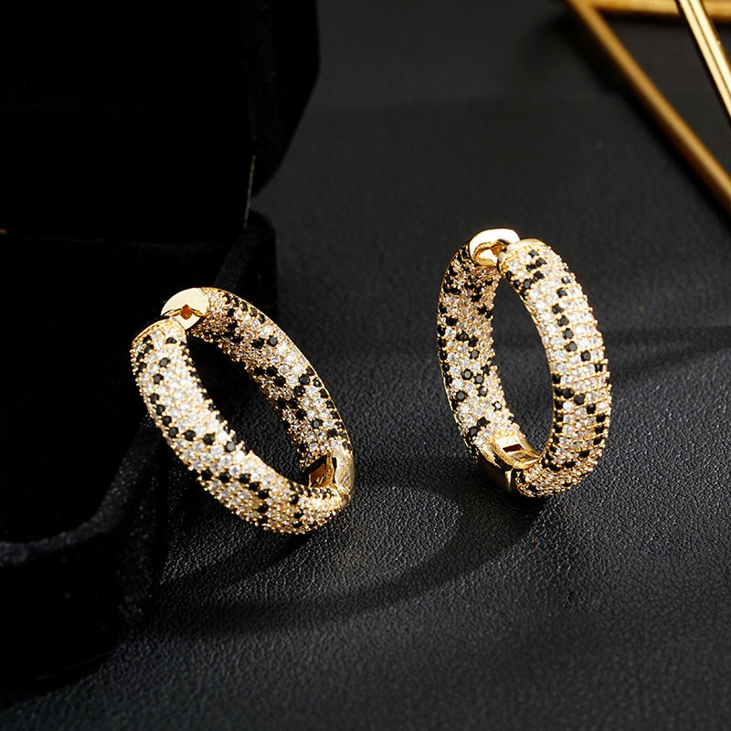 Wholesale  leopard earrings 18K real gold  luxury personalized multi-color zircon earrings