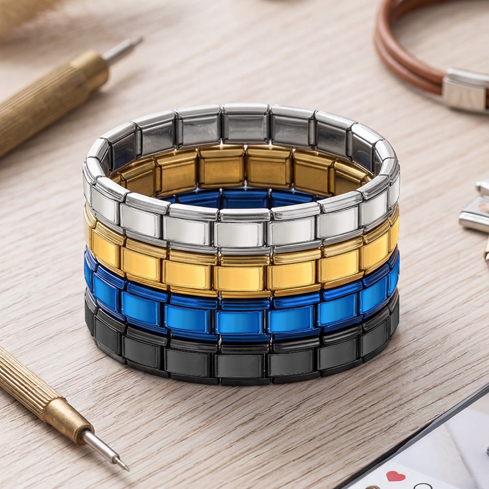 Wholesale Rectangular Concave Wide Base Module Bracelet Base Chain Stainless Steel DIY Craft Supply
