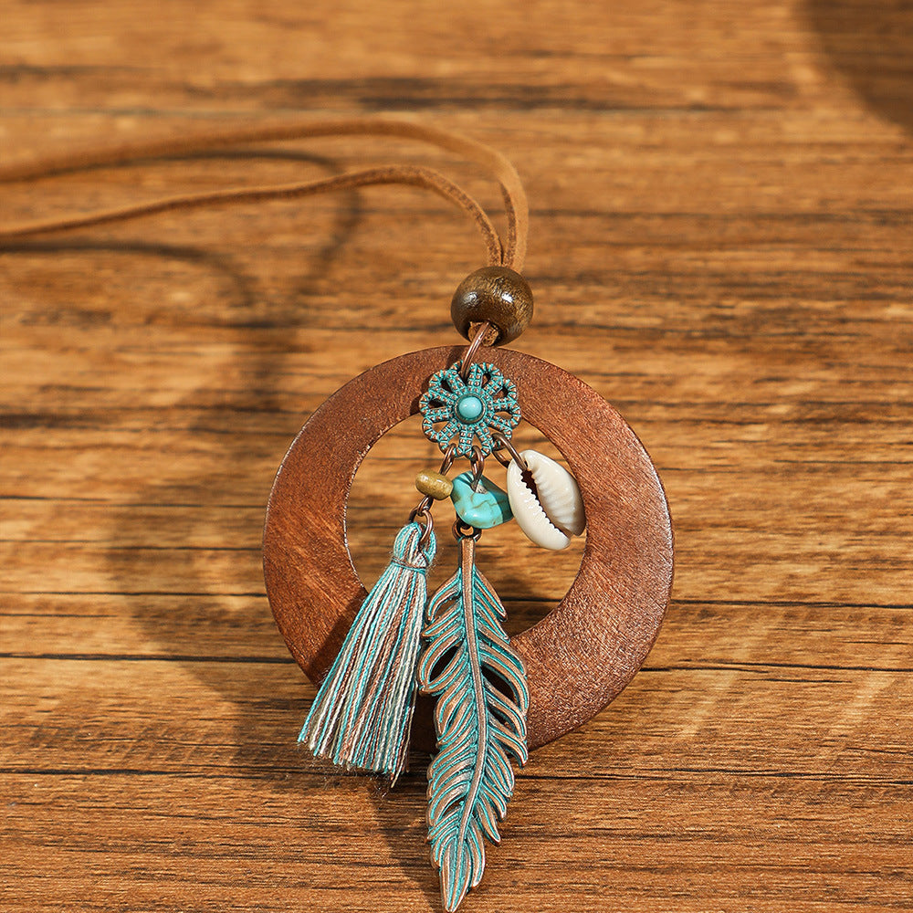 Wholesale Retro Ethnic Style Flower Shell Hollow Necklace Jewelry Accessory for Gift Boutique Resale