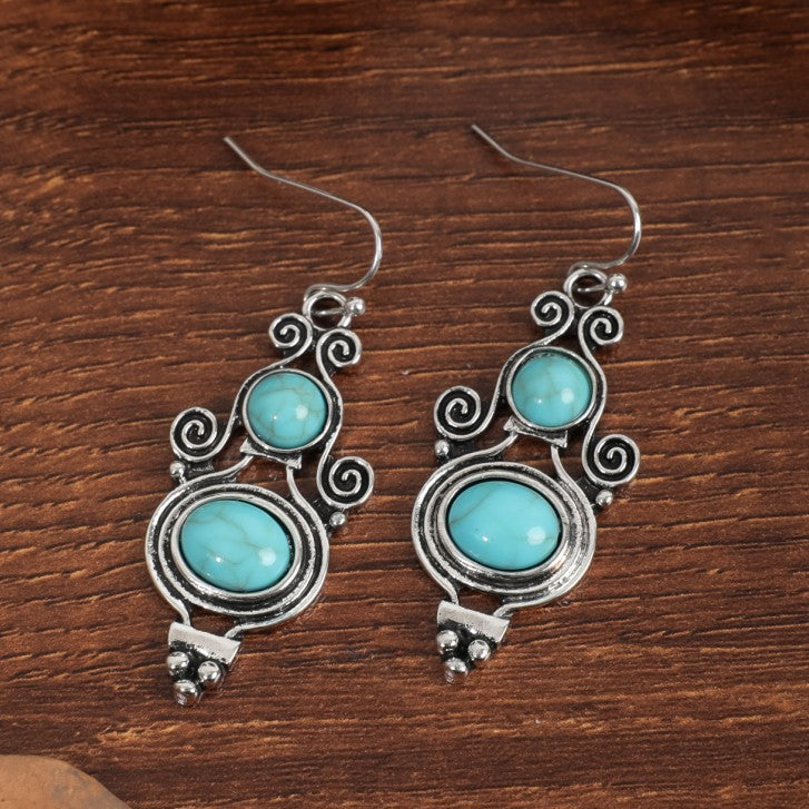 Wholesale Bohemian Vintage Ethnic Style Turquoise Earrings ACC-ES-JunJie003