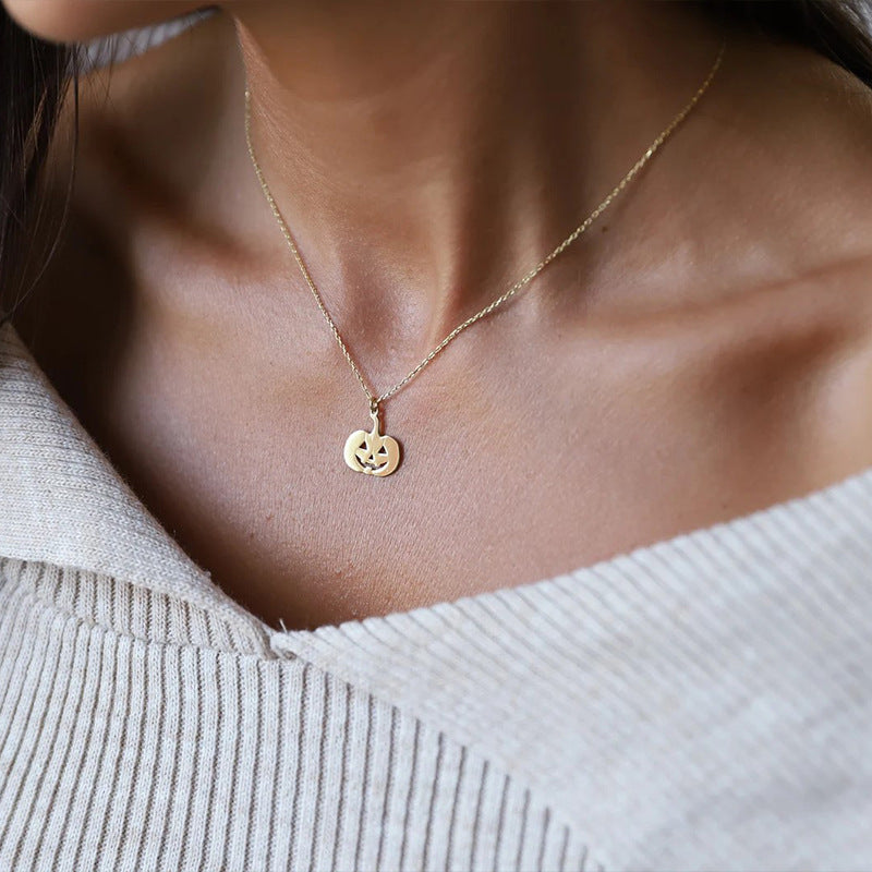 Wholesale AliExpress foreign trade jewelry  small pumpkin smiley face clavicle chain holiday creative ghost fashion pendant