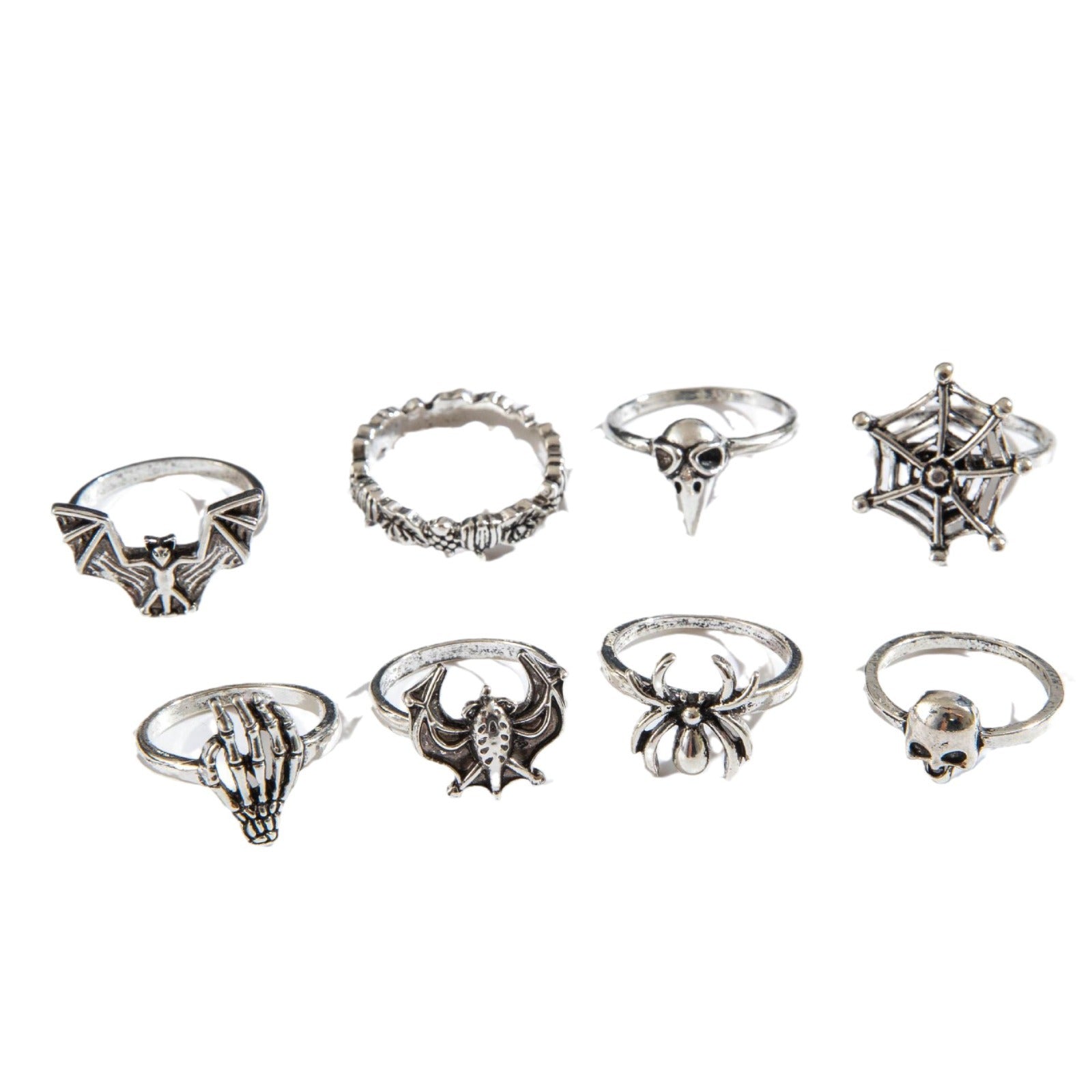 Wholesale  Skull Ring suit Punk  Bat Joint Ring Eight-piece Set