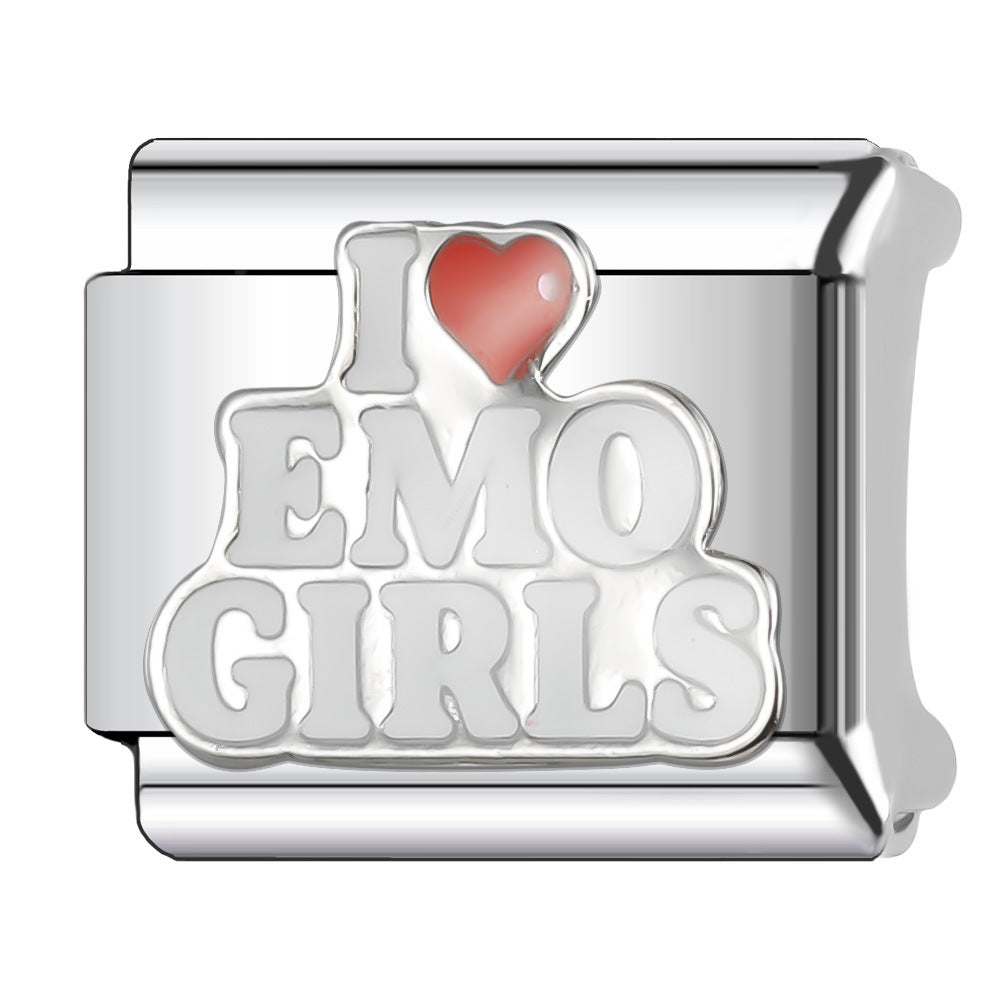 Wholesale Italian Charm Bracelet 9mm DIY Splicing English Stainless Steel Composable Bracelet