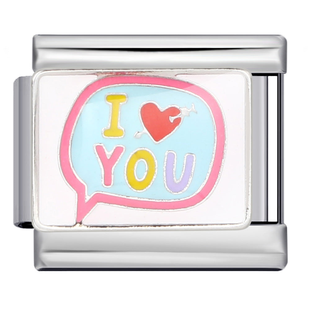 Wholesale Italian Charm Bracelet 9mm DIY Splicing Removable Color English Stainless Steel Composable Bracelet