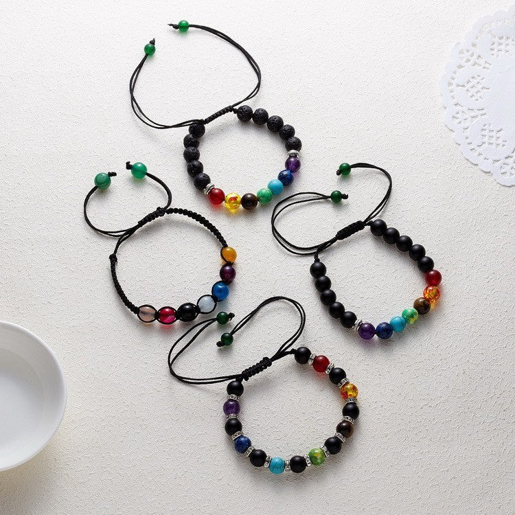 Wholesale Rainbow Magnetic Clasp Volcanic Stone Beaded Bracelet - Unisex Fashion Accessory for Gift or Resale