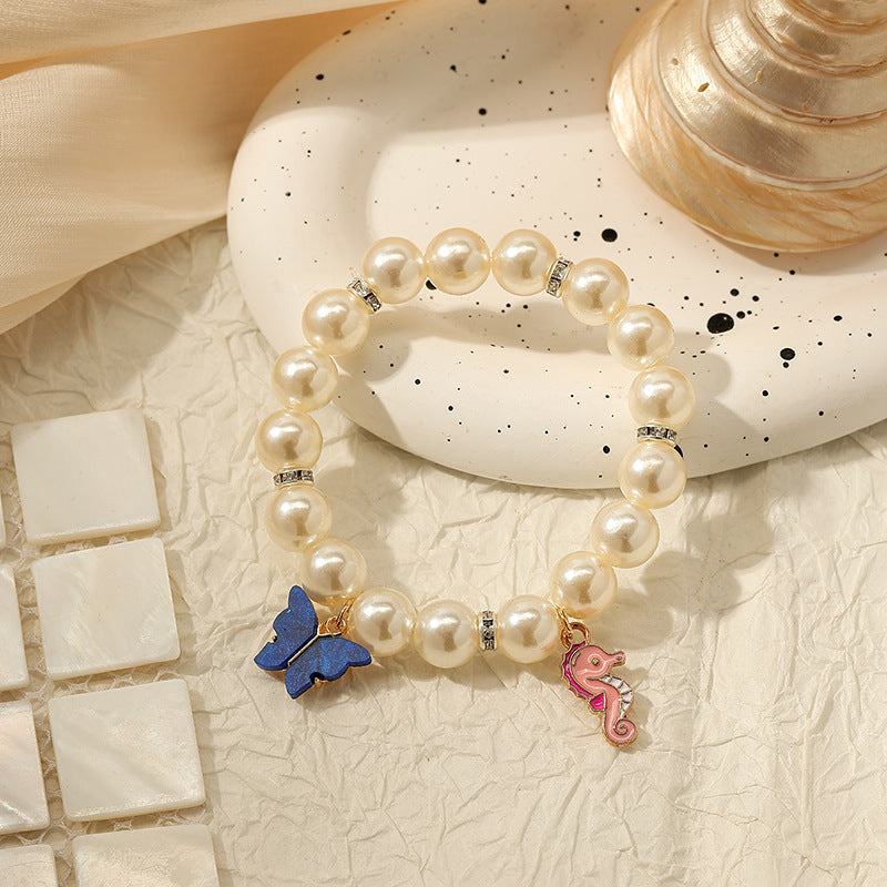 Wholesale Pearl Bracelet  Pink Butterfly Bracelet
