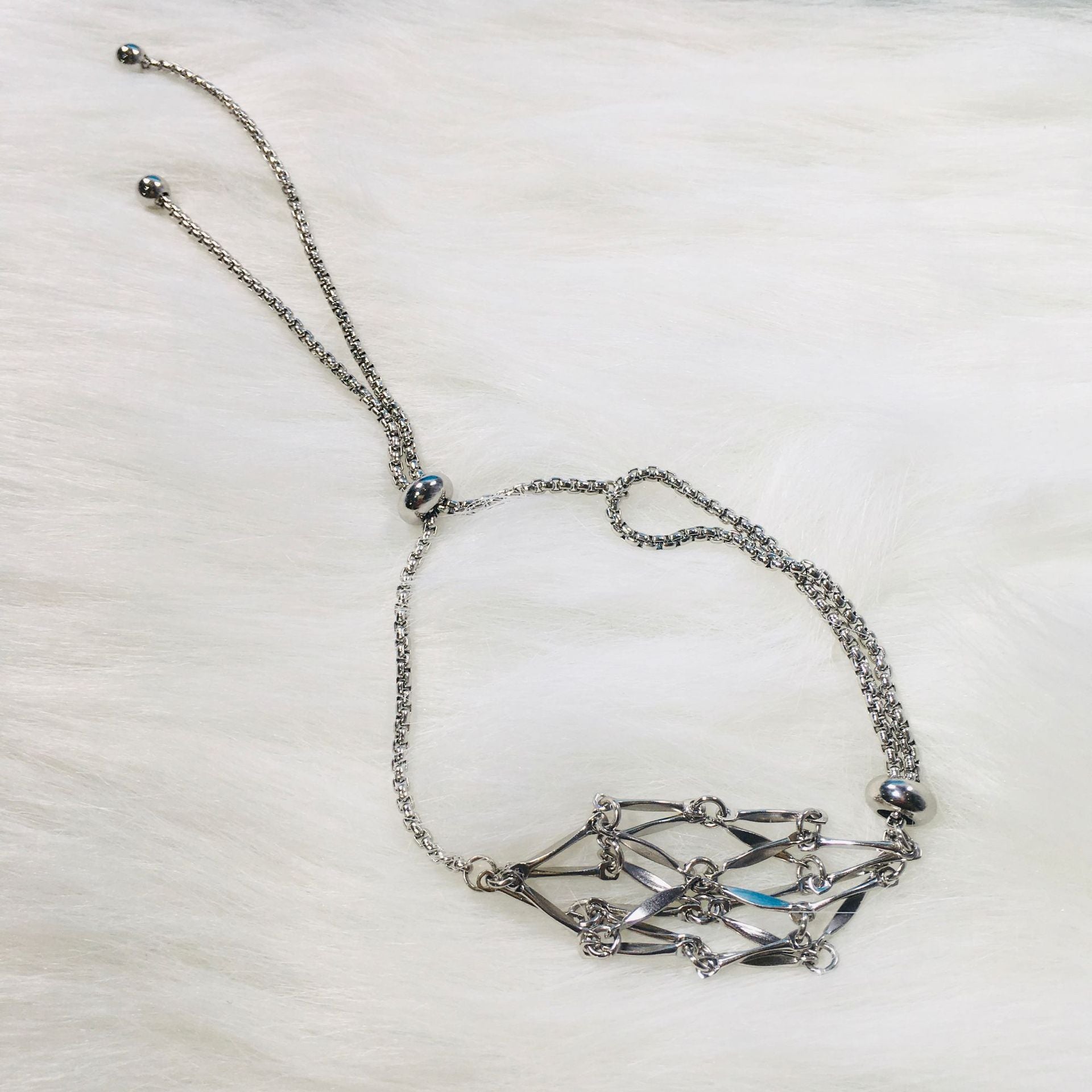 Wholesale Adjustable Replacement Crystal Metal Bamboo Hand Woven Net Pocket Bracelet Flat Chain ACC-BT-RongGuan001