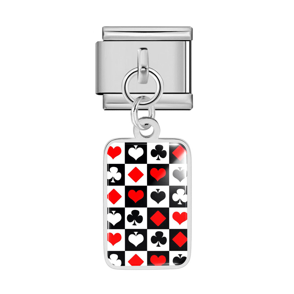 Wholesale Trendy Playing Card Pendant Stainless Steel Bracelet Fashion Accessory For Boutique Resale