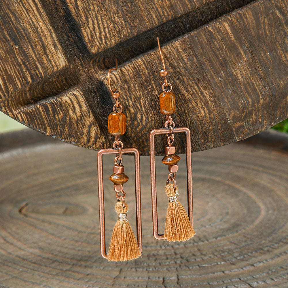 Wholesale Bohemian Geometric Tassel Earrings Zinc Alloy Jewelry Accessory
