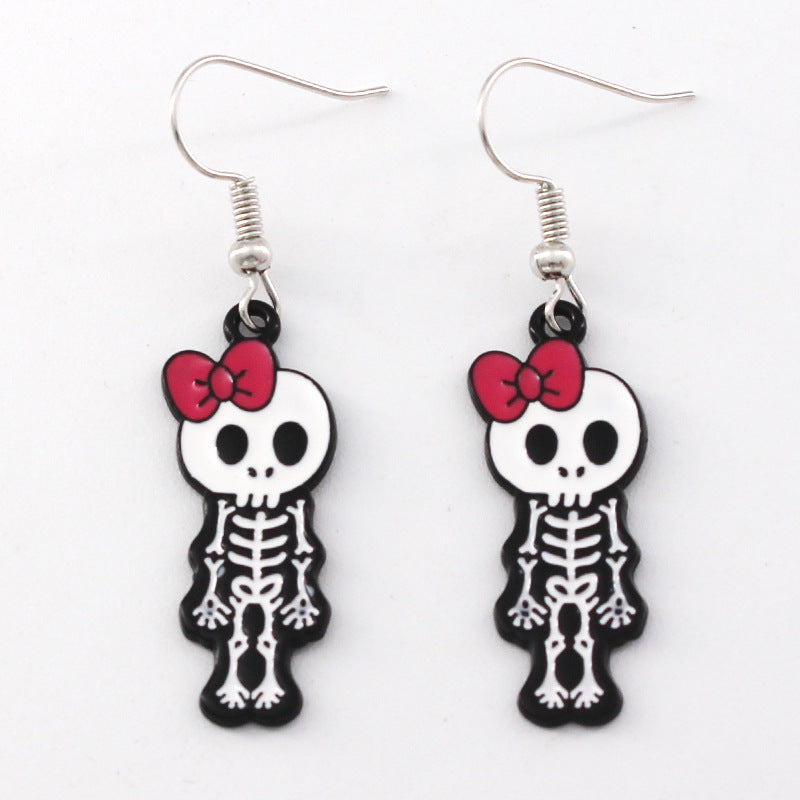 Wholesale Halloween Alternative Skull Alloy Oil Drip Earrings ACC-ES-Liyao002