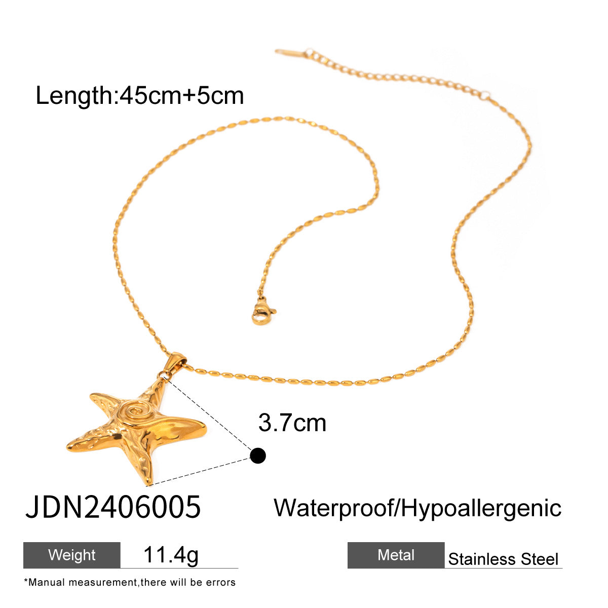 Wholesale  18k gold stainless steel starfish thread pendant necklace