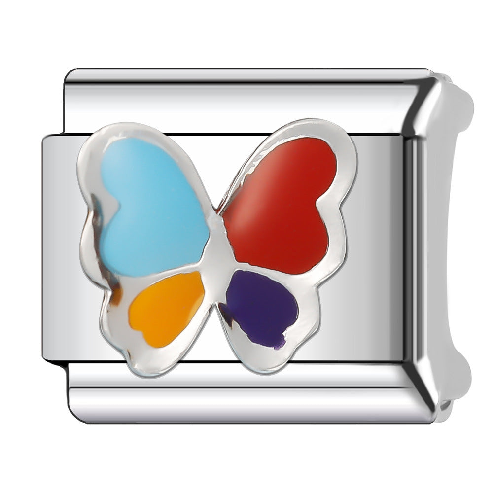 Wholesale Italian Charm Bracelet 9mm DIY Splicing Butterfly Stainless Steel Composable Bracelet