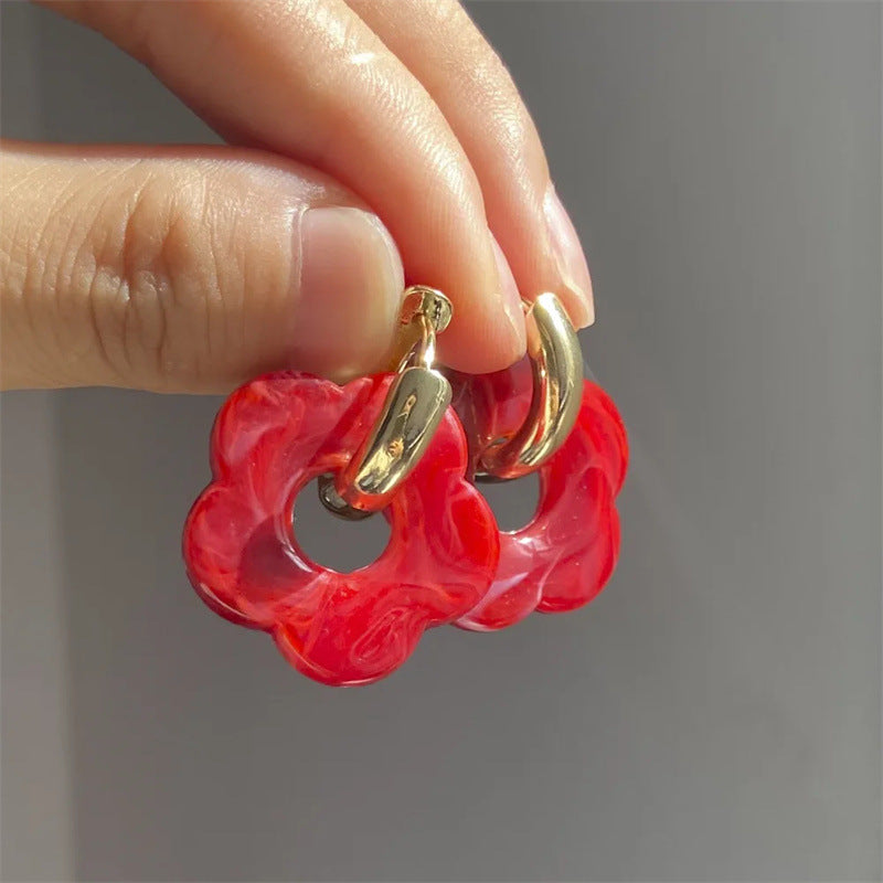 Wholesale Resin Flower Copper Earrings ACC-ES-MLR009