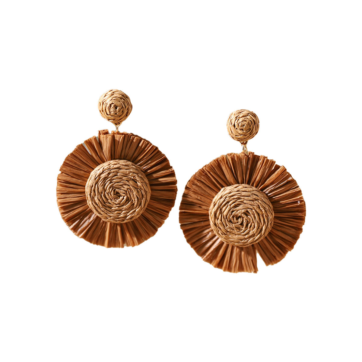 Wholesale Bohemian Exaggerated Raffia Earrings Hand Woven ACC-ES-XLH002