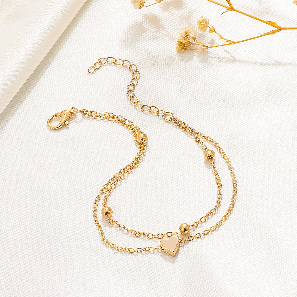 Wholesale alloy double heart bracelet anklet
