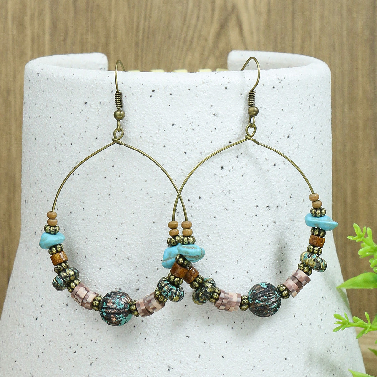 Wholesale Electroplated Shell Bohemian Large Circle Earrings Chic Jewelry Accessory for Party Boutique Resale