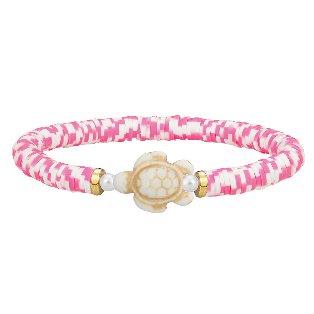 Wholesale polymer clay beaded elastic bohemian style handmade turtle bracelet