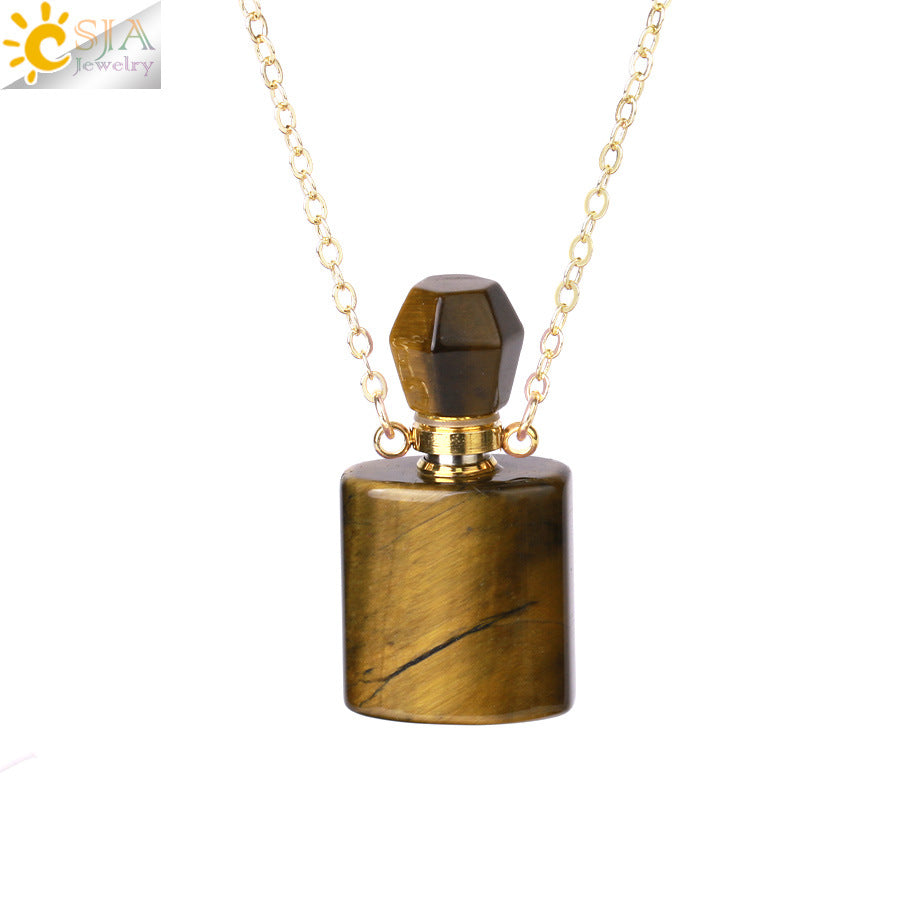 Wholesale Natural Stone Crystal Perfume Bottle Necklace ACC-NE-HuaiShe001