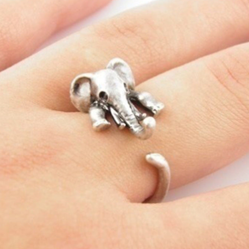 Wholesale elephant cartoon mouse animal shape electroplating alloy retro ring