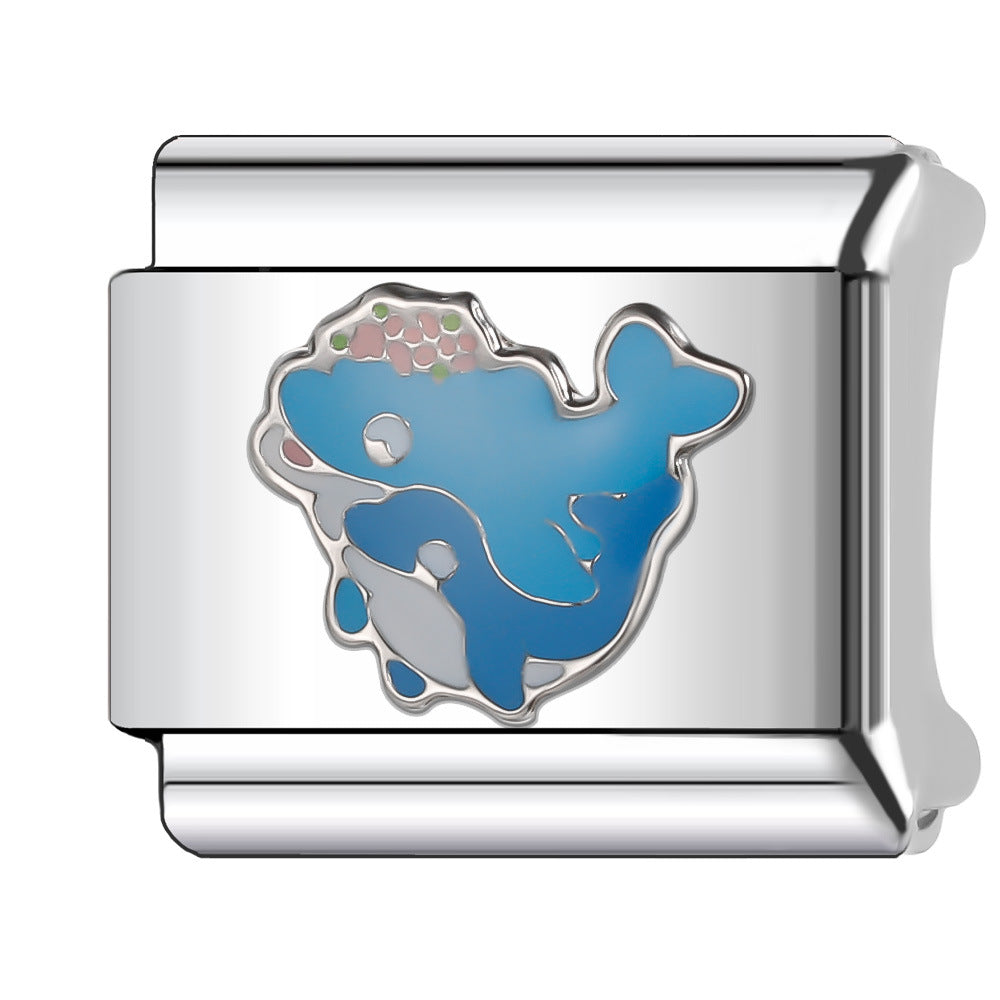 Wholesale Italian Charm Bracelet 9mm DIY Splicing Ocean Series Animal Stainless Steel Composable Bracelet