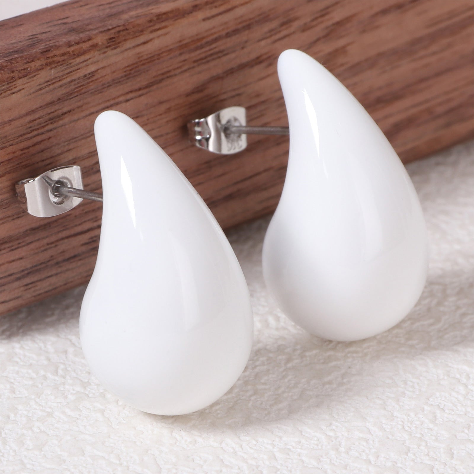 Wholesale Stainless Steel Colorful Oil Drop Geometric Earrings