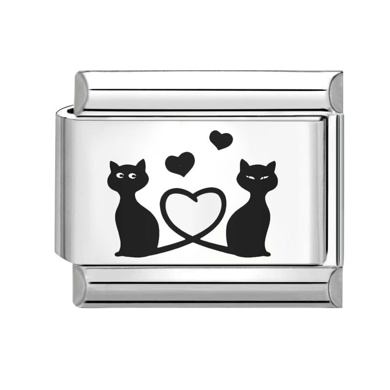 Wholesale  Italian Charm Bracelet 9mm DIY Splicing Removable Black and White Series Stainless Steel Composable Bracelet