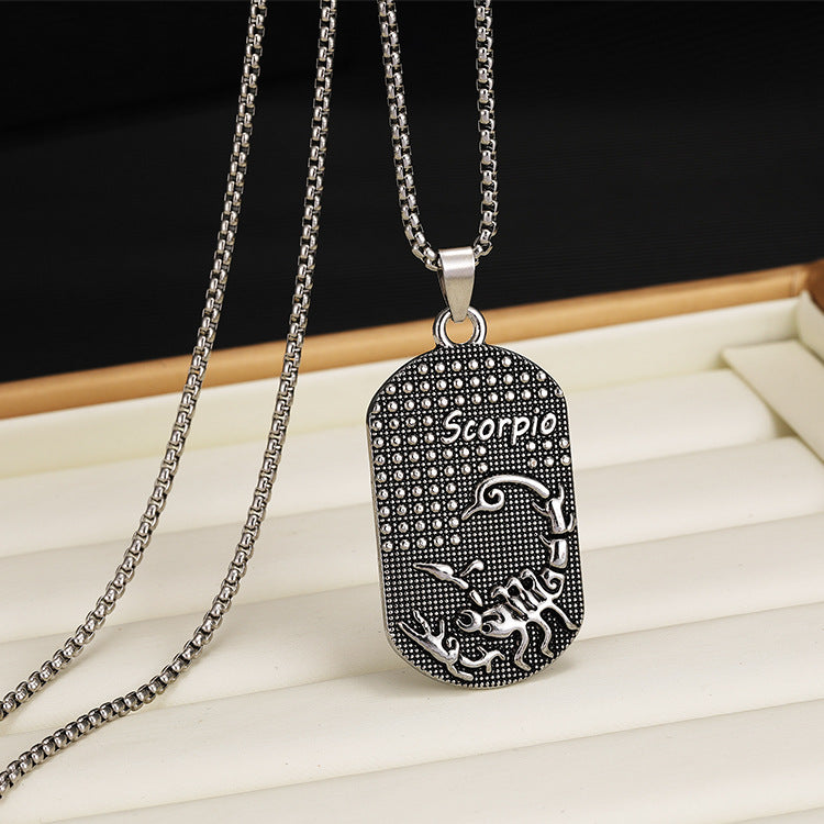 Wholesale Titanium Steel 12 Constellation Necklace  Personality All-match Retro Necklaces