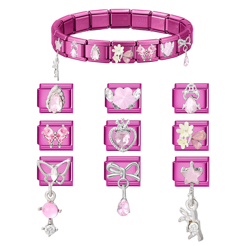 Wholesale 9mm Italian Charm Starter Bracelets DIY square Single Section Creative Stainless Steel Composable Bracelet