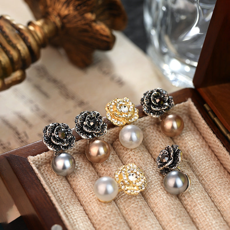 Wholesale Light Luxury Diamond Flower Earrings ACC-ES-RuLong012
