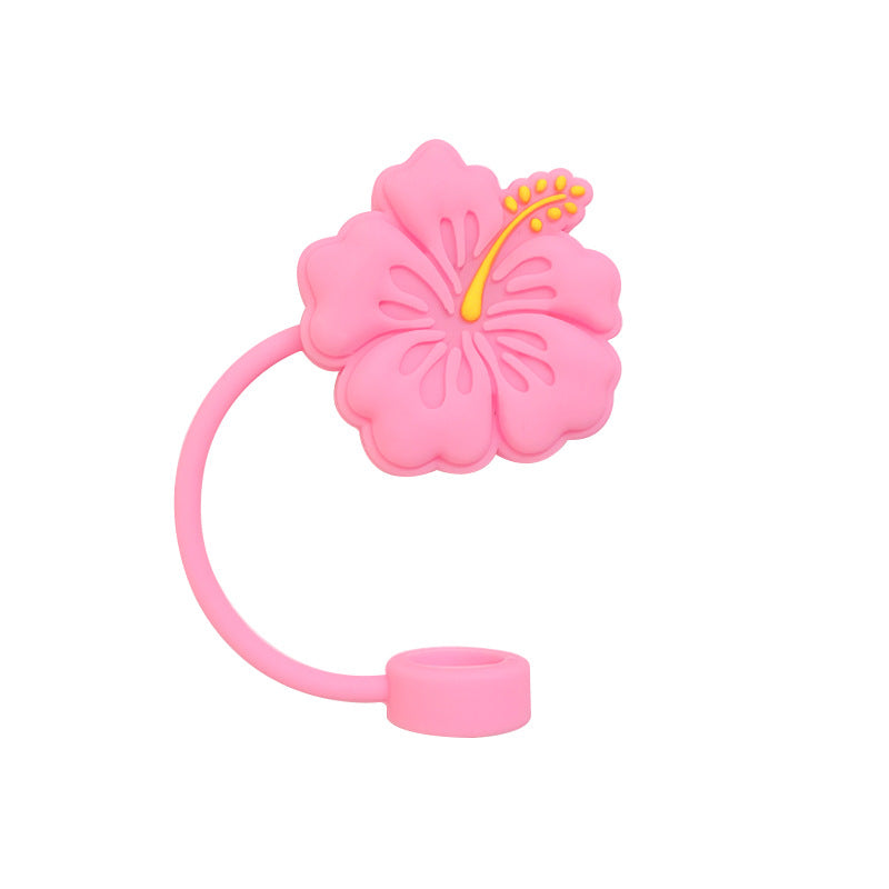 Wholesale 10pcs 10mm Flower Silicone Straw Cover Straw Plug Cup Decoration Straw Tube Cap ACC-SCR-WDX002