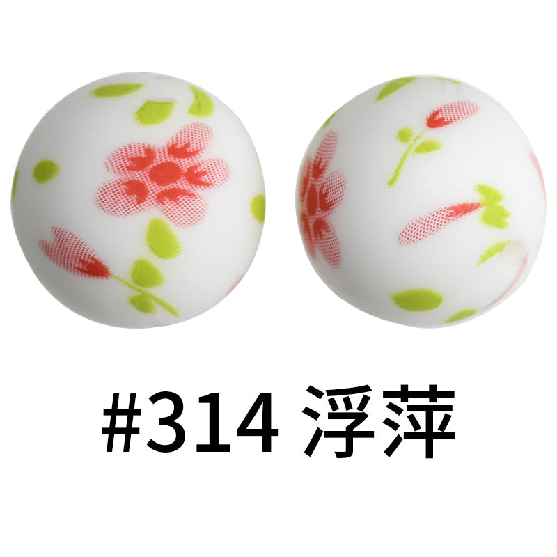 Wholesale 50pcs Western Style Leopard Skull Color Aztec Printed Silicone Balls Beads ACC-BDS-HeSheng005