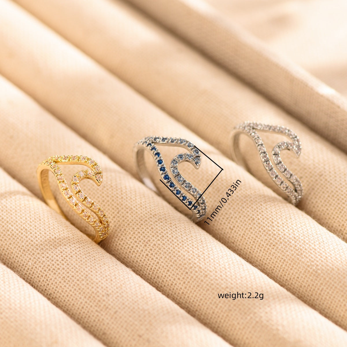 Wholesale  double wave ring personalized  double color copper ring