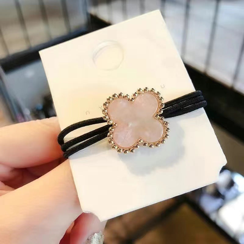 Wholesale Four Leaf Clover Vintage Pearl Hair Tie Hair Scrunchies ACC-HS-Shenb003