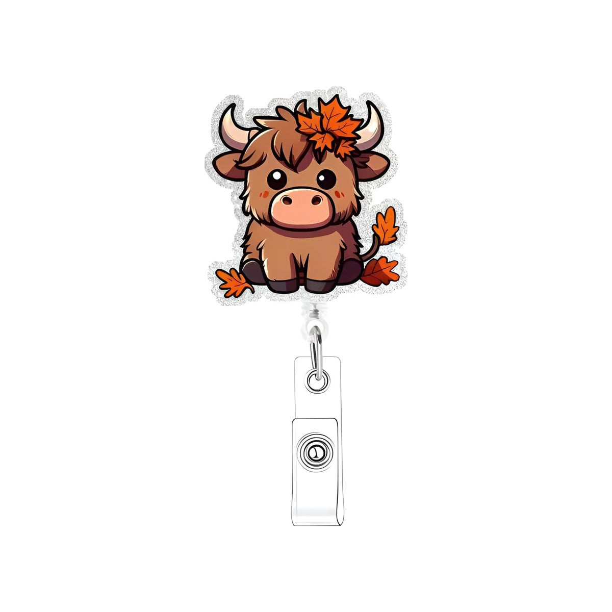 Wholesale retractable buckle name tag  acrylic cow Badge Reels