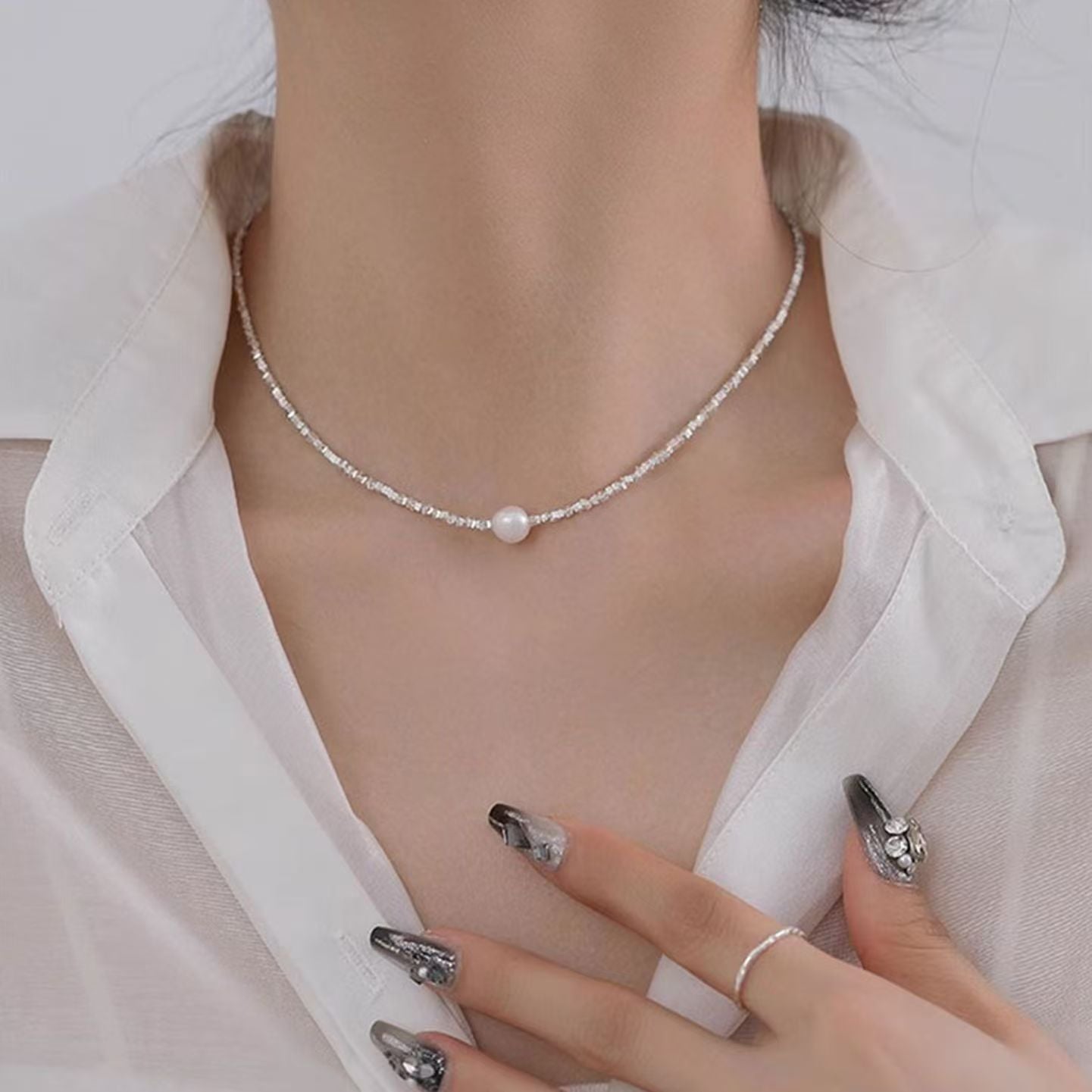 Wholesale Silver Pearl Necklace Elegant French Style Women S Fashion Jewelry Accessory Gift